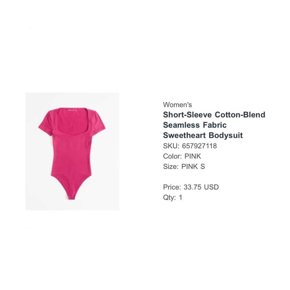 Abercrombie and Fitch Short-Sleeve Cotton-Blend Seamless Sweetheart Bodysuit